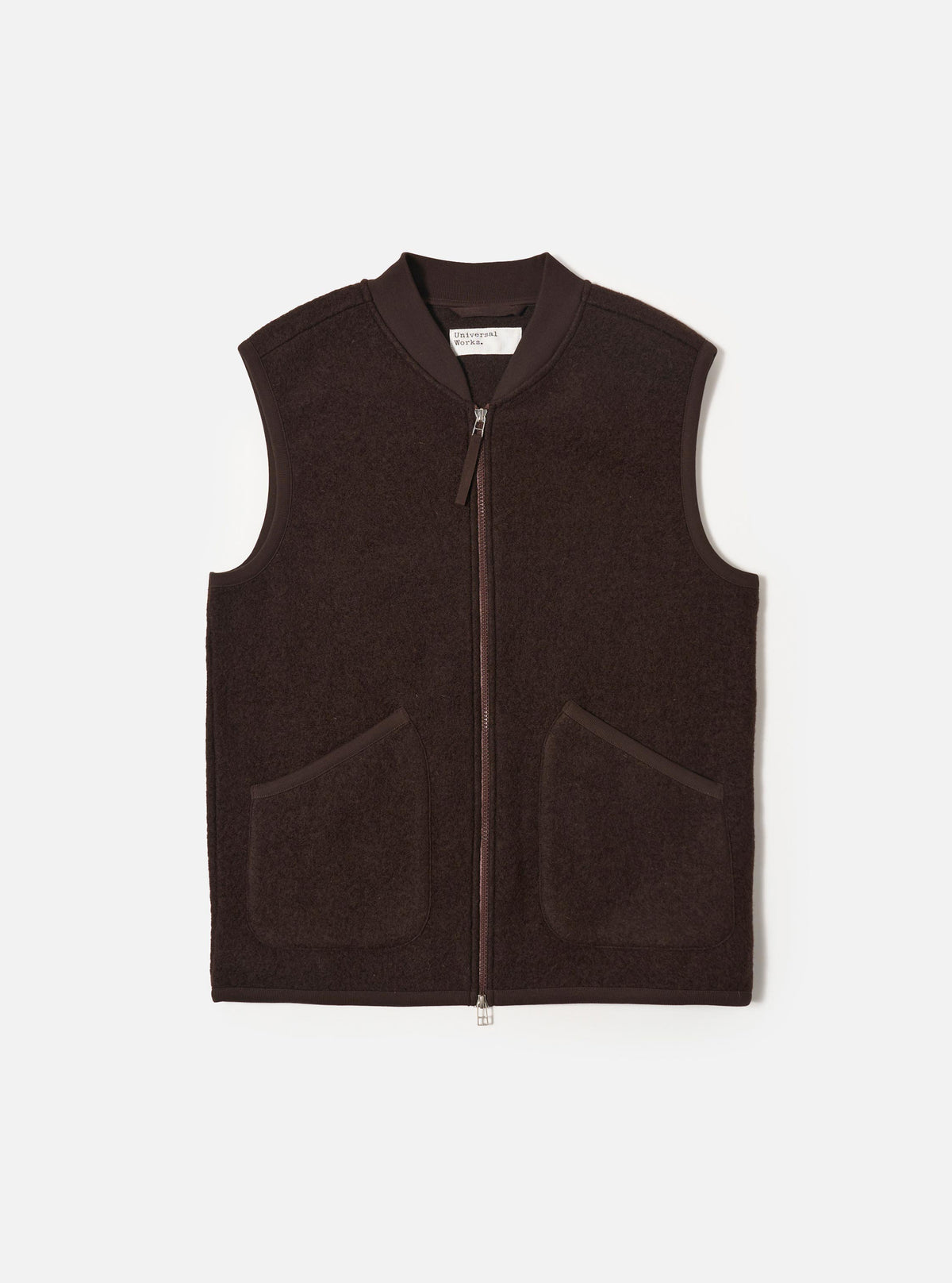 Brown Wool Fleece Zip Waistcoat