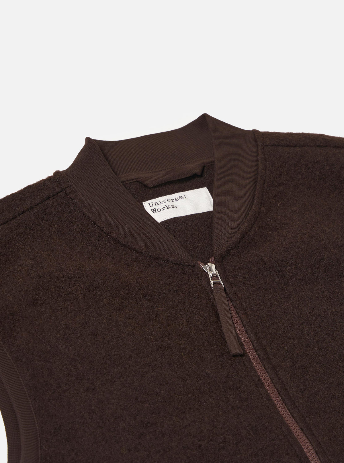 Brown Wool Fleece Zip Waistcoat