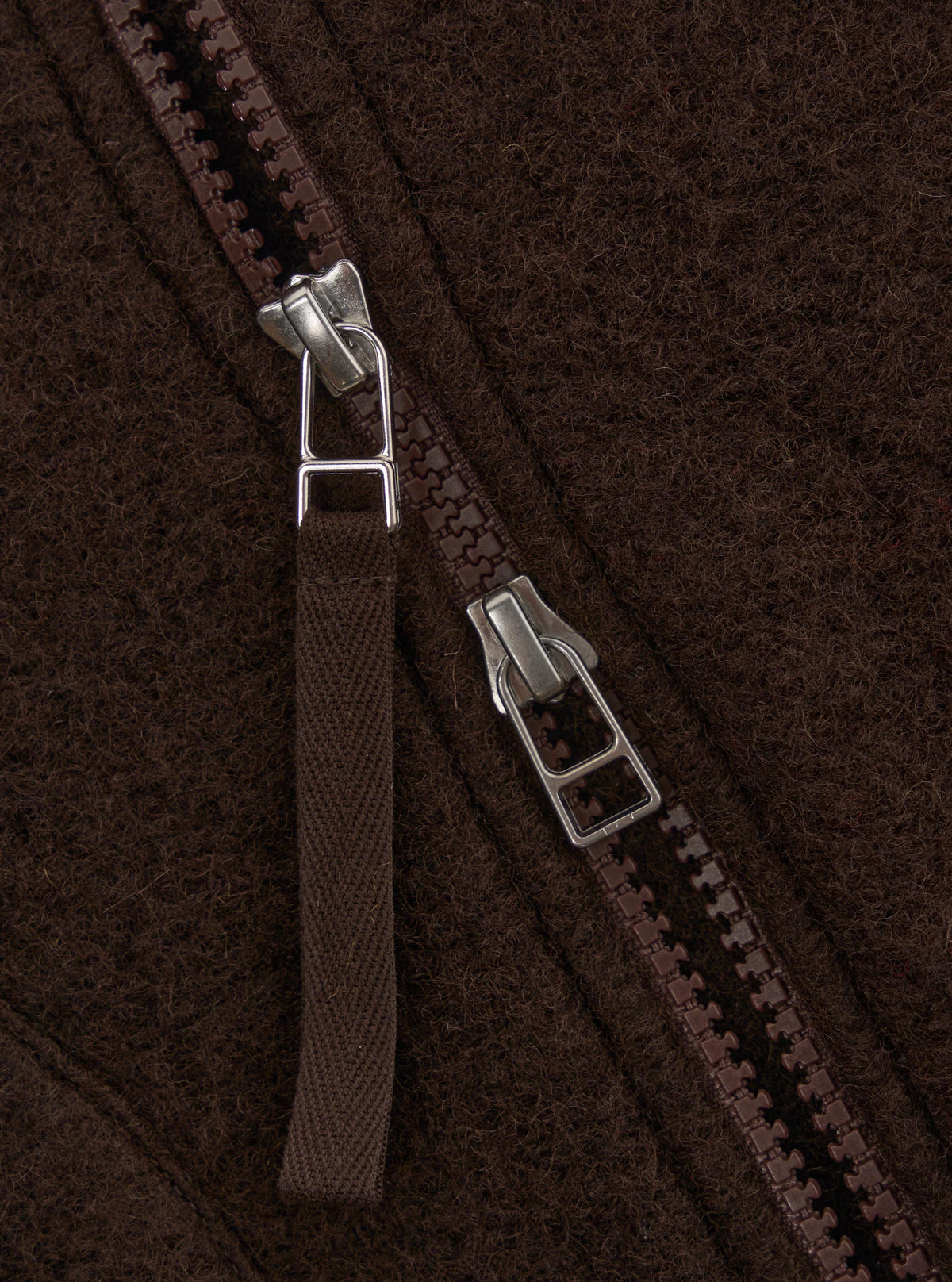 Brown Wool Fleece Zip Waistcoat