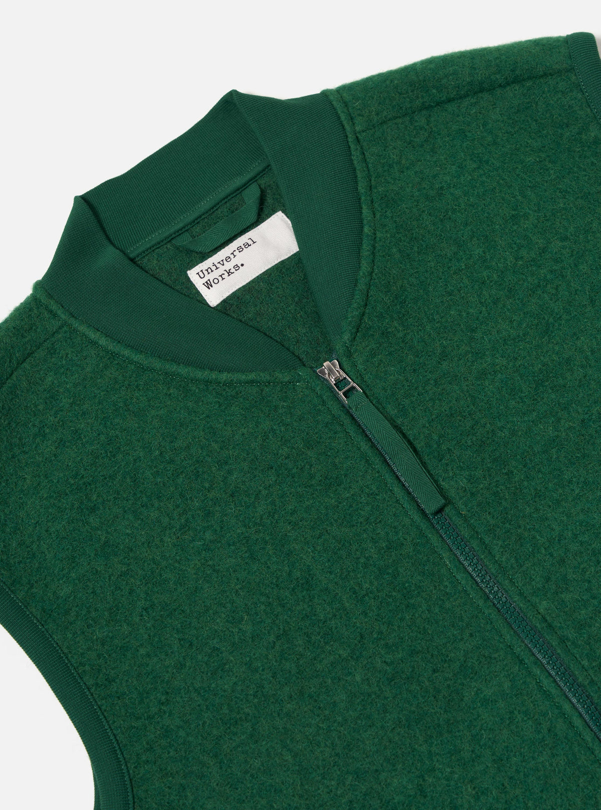 Green Wool Fleece Zip Waistcoat