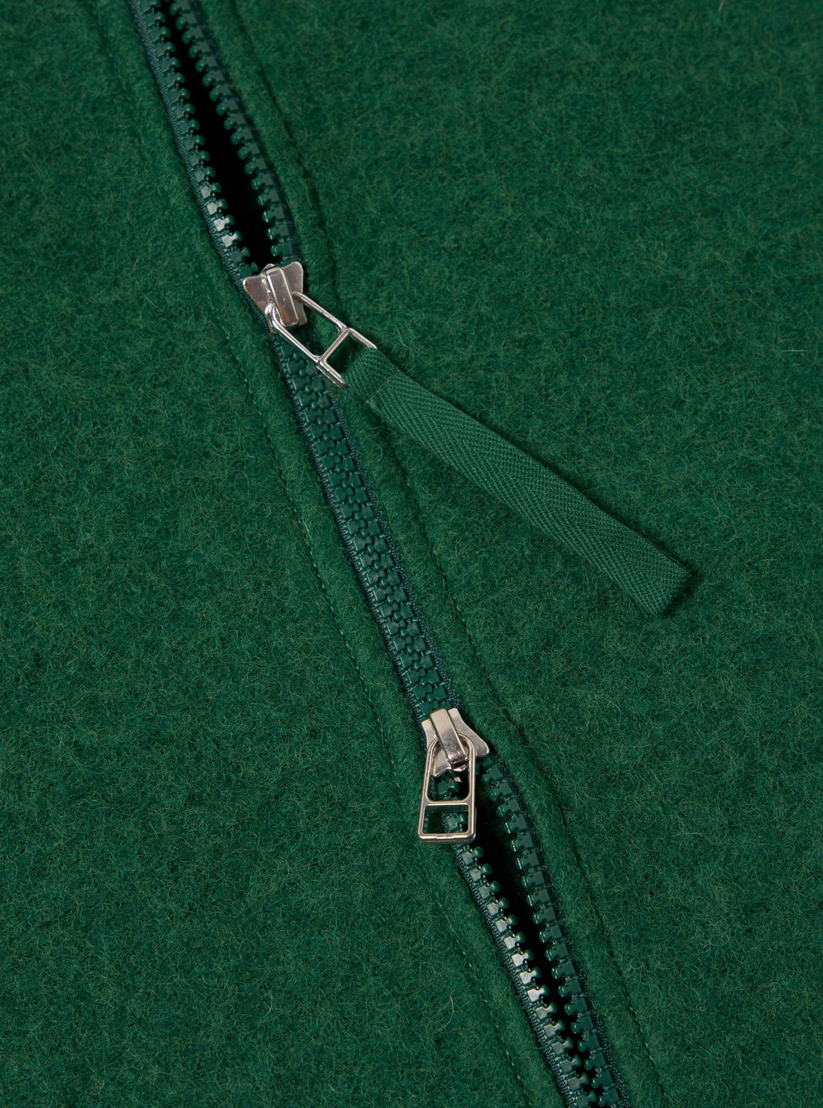 Green Wool Fleece Zip Waistcoat