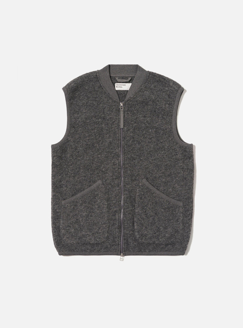 Grey Marl Wool Fleece Zip Waistcoat