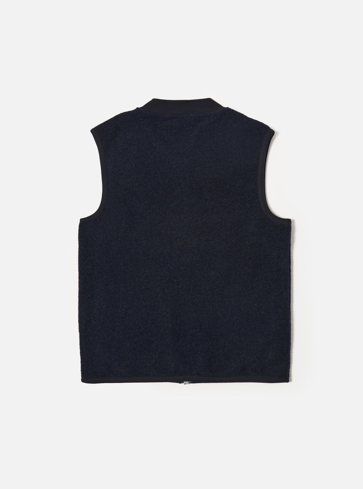 Navy Wool Fleece Zip Waistcoat