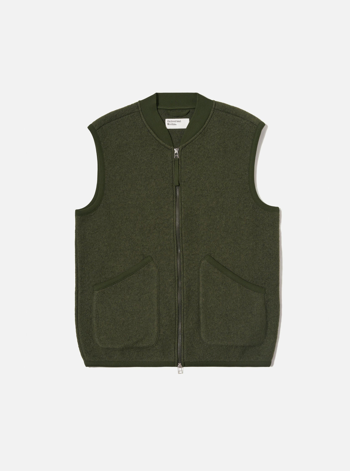 Olive Wool Fleece Zip Waistcoat
