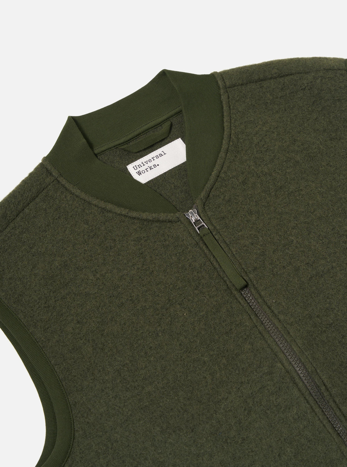 Olive Wool Fleece Zip Waistcoat