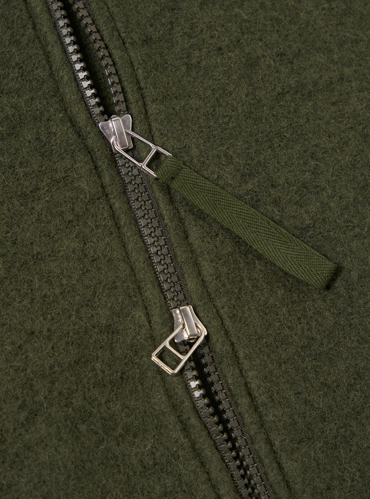 Olive Wool Fleece Zip Waistcoat