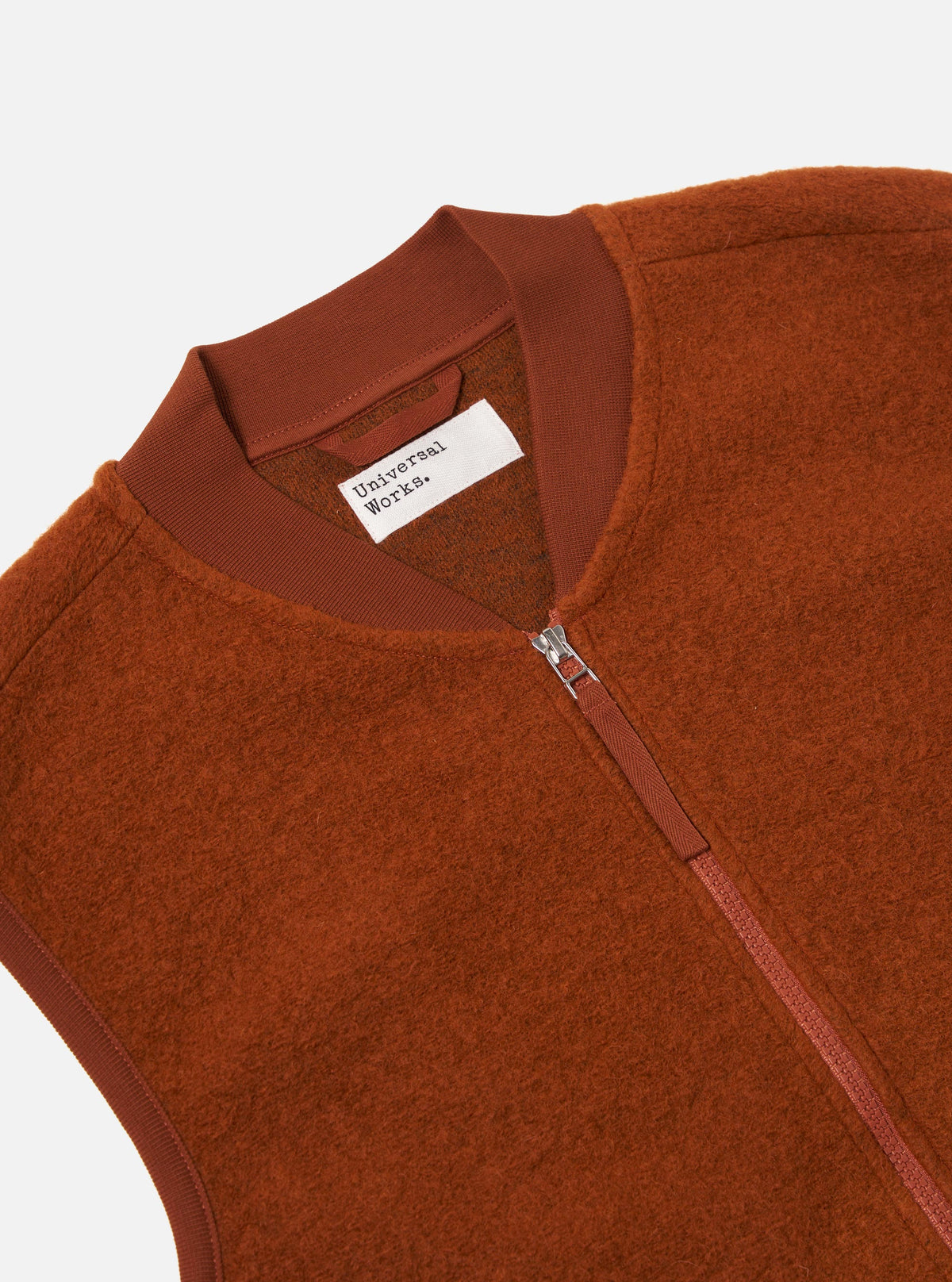 Rust Wool Fleece Zip Waistcoat