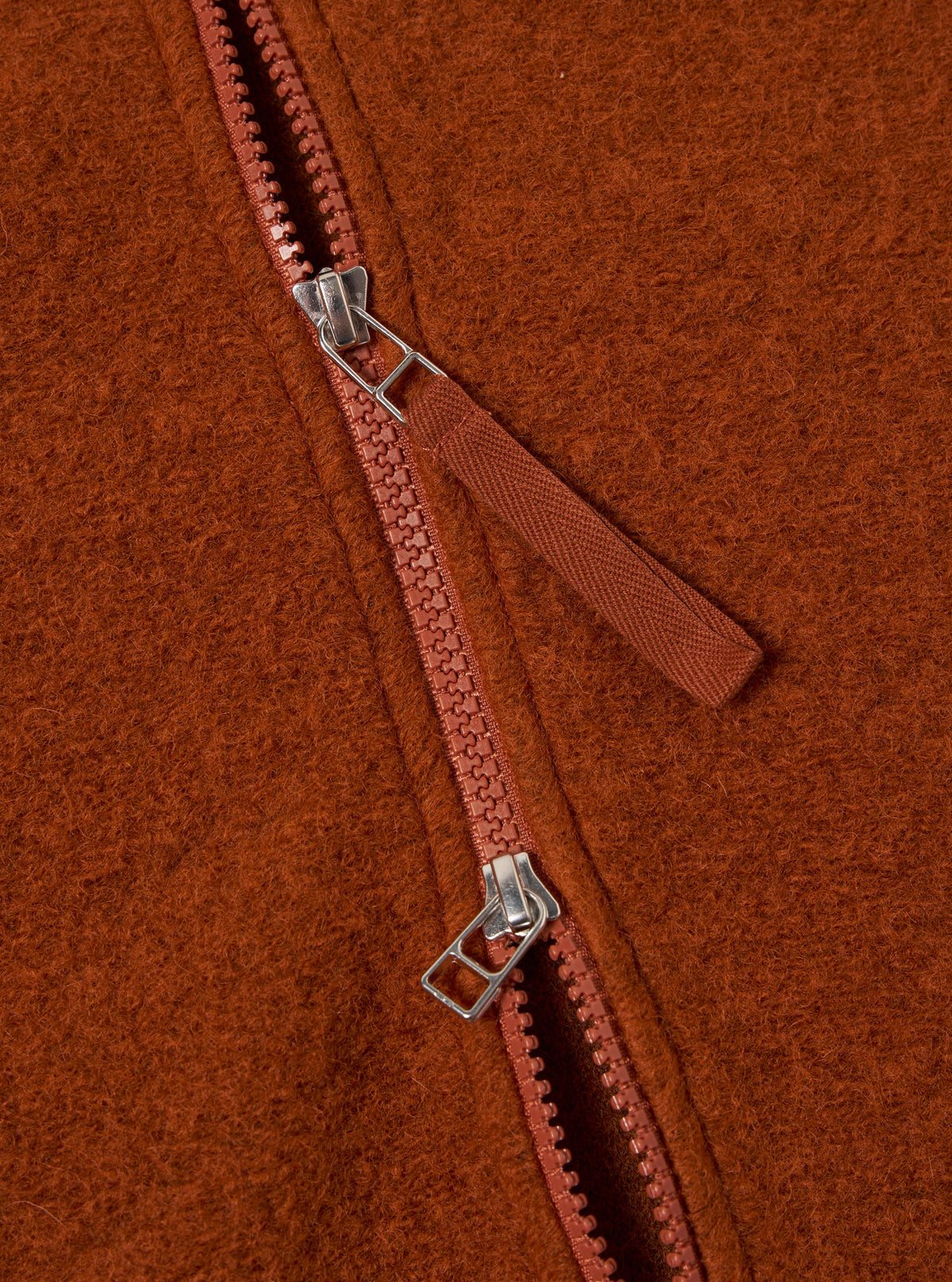 Rust Wool Fleece Zip Waistcoat