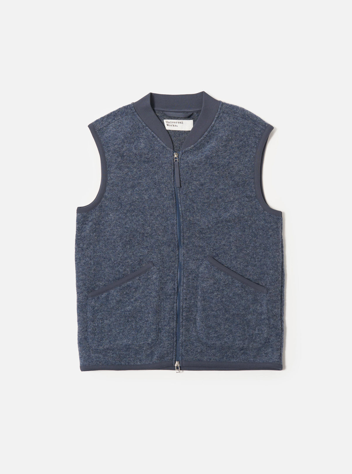 Slate Blue Wool Fleece Zip Waistcoat