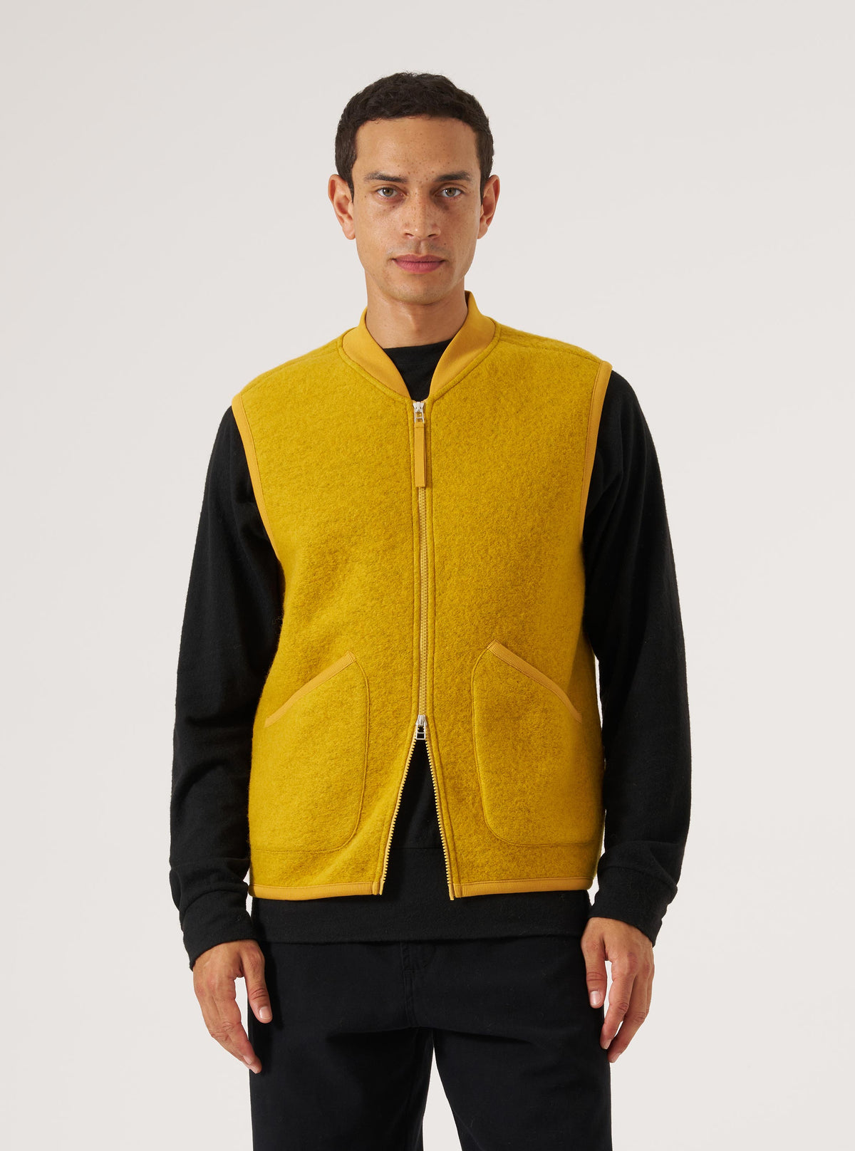 Yellow Wool Fleece Zip Waistcoat