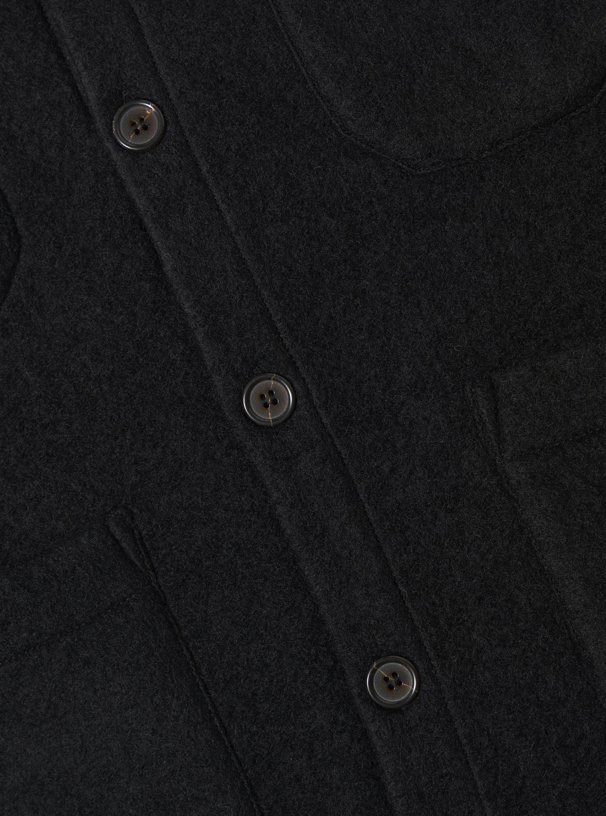 Black Wool Fleece Cardigan