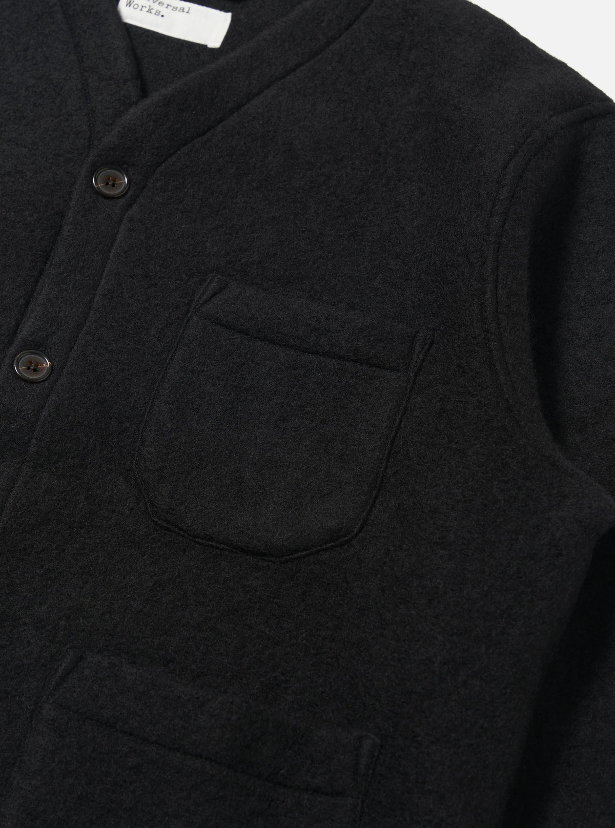 Black Wool Fleece Cardigan