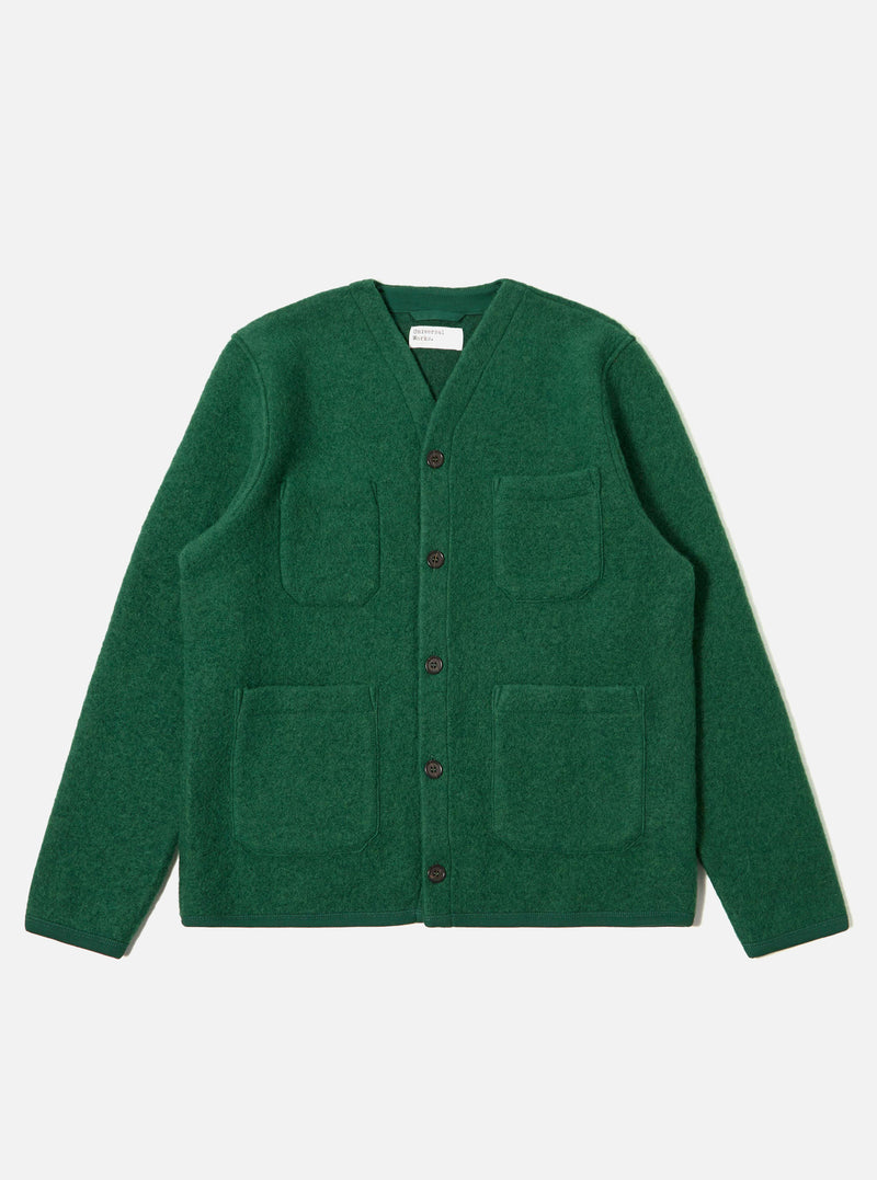 Green Wool Fleece Cardigan