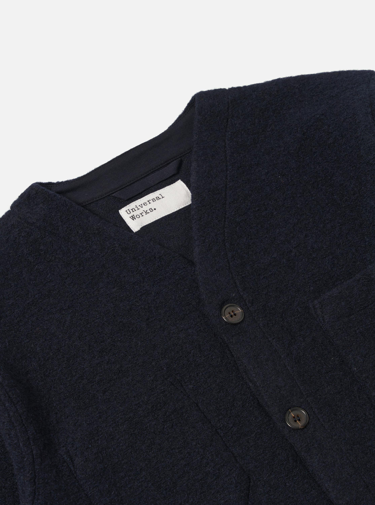 Navy Wool Fleece Cardigan