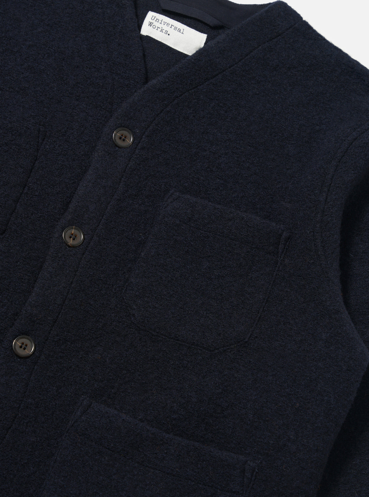 Navy Wool Fleece Cardigan