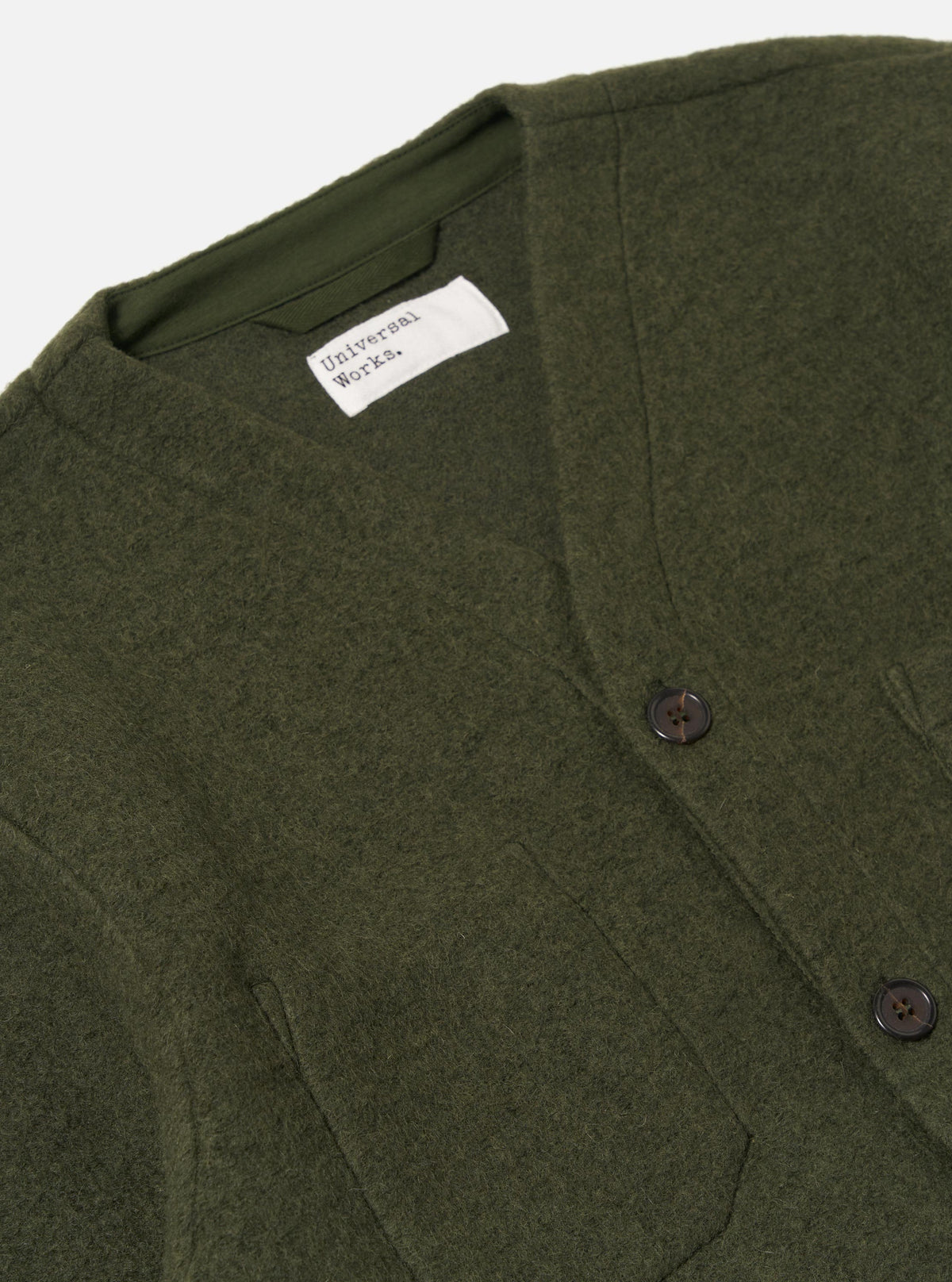 Olive Wool Fleece Cardigan