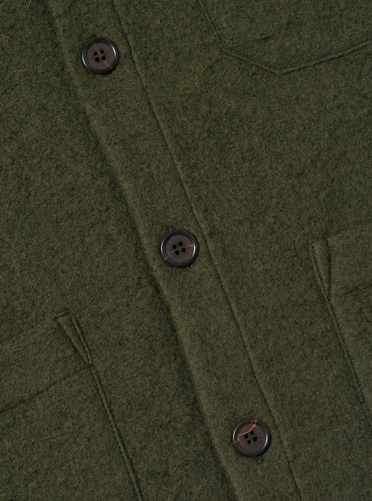 Olive Wool Fleece Cardigan