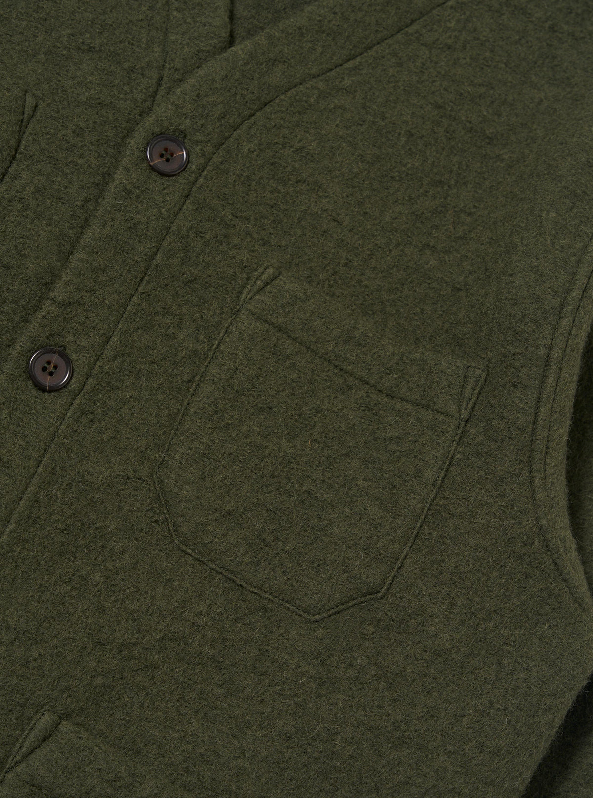 Olive Wool Fleece Cardigan