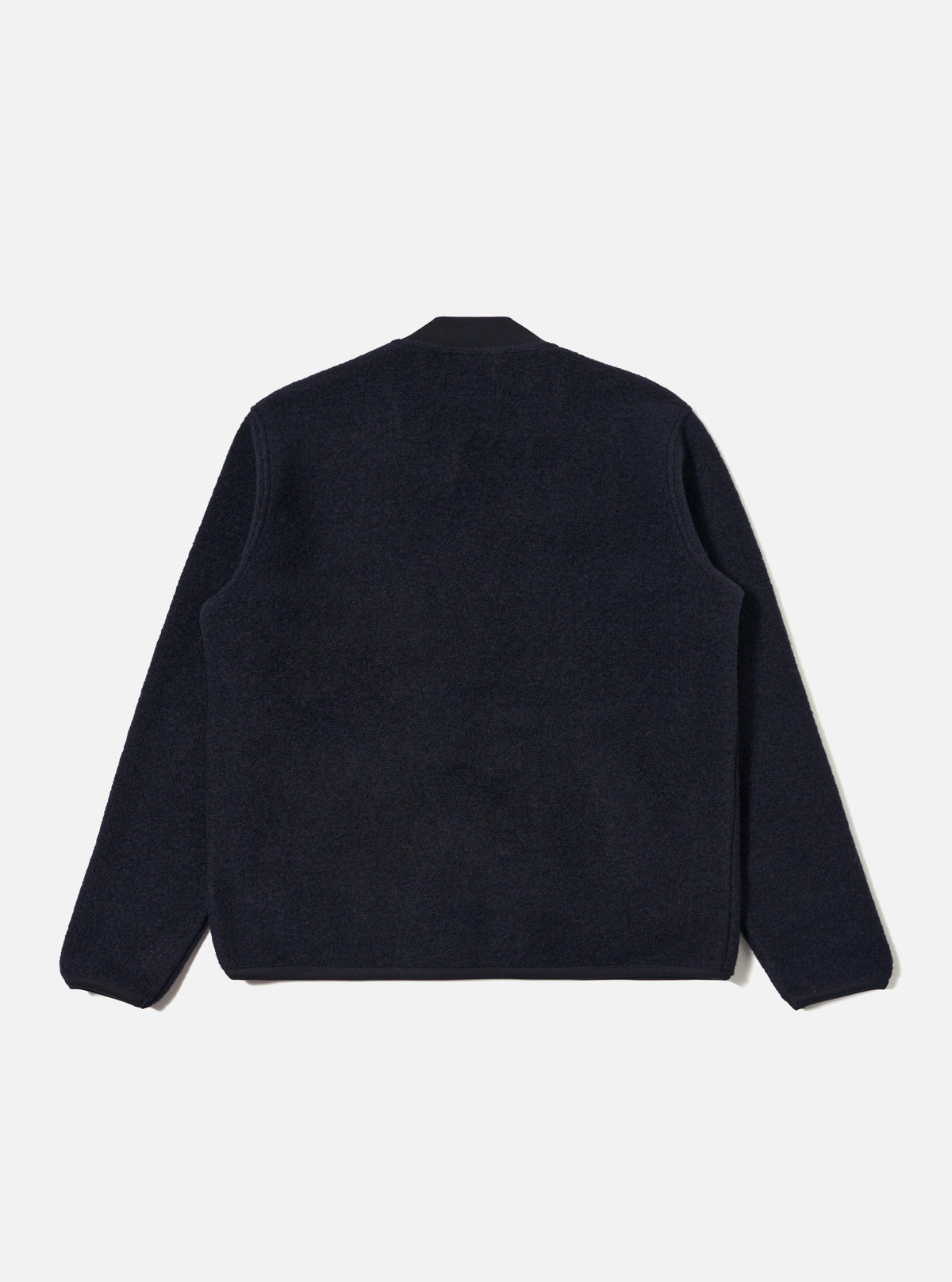 Navy Wool Fleece Zip Bomber