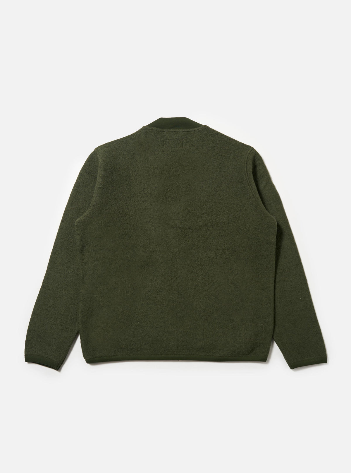 Olive Wool Fleece Zip Bomber