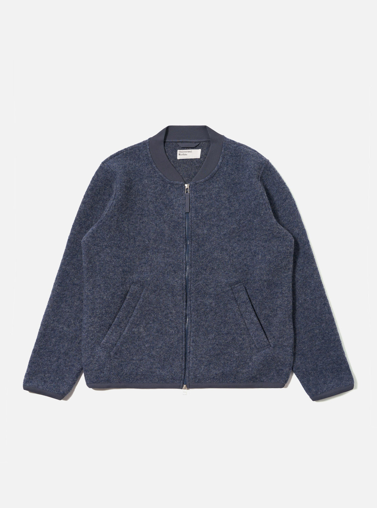 Slate Blue Wool Fleece Zip Bomber