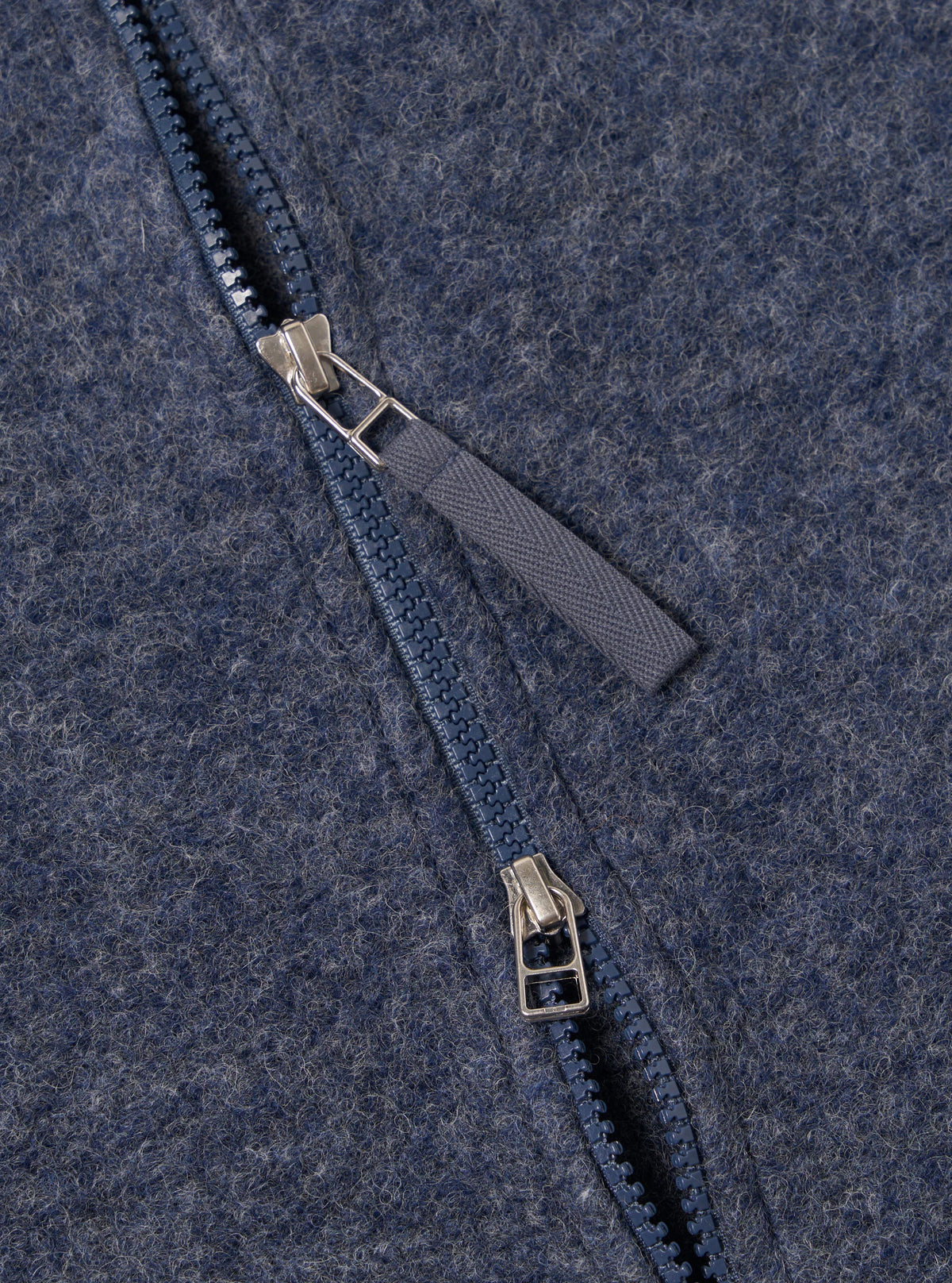 Slate Blue Wool Fleece Zip Bomber