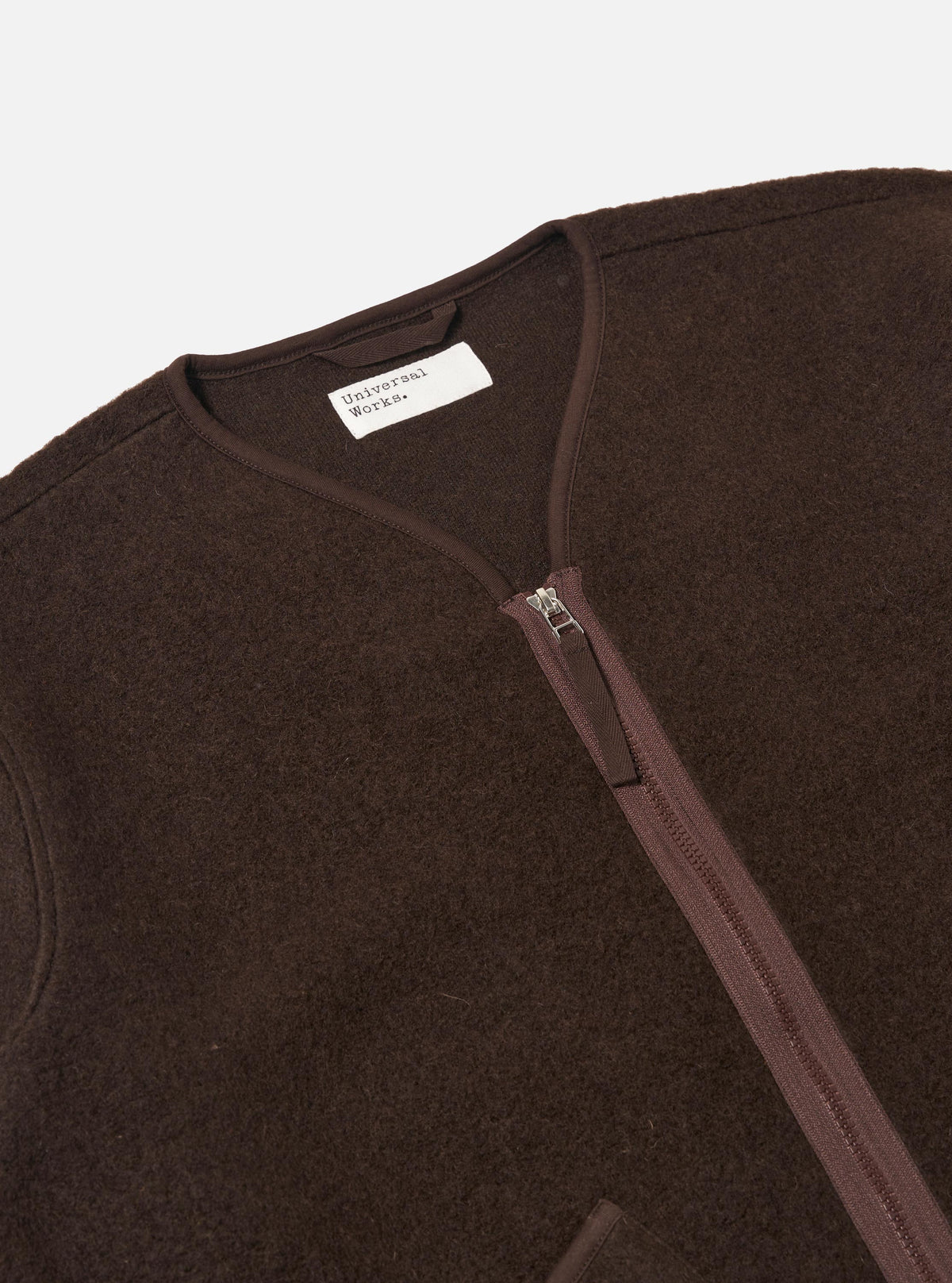 Brown Wool Fleece Zip Liner Jacket