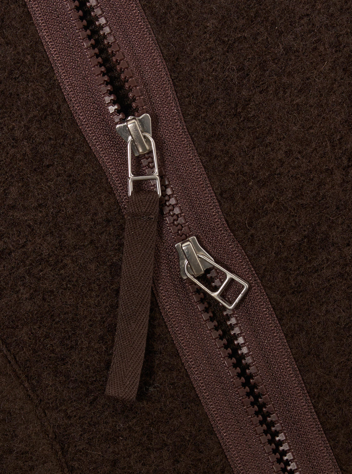 Brown Wool Fleece Zip Liner Jacket