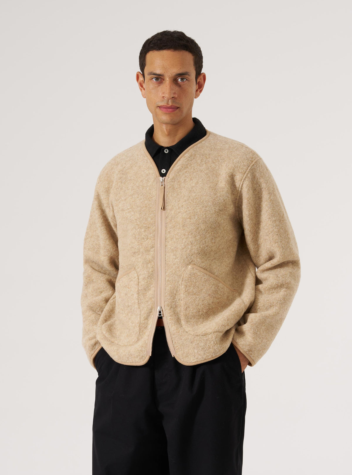 Fawn Wool Fleece Zip Liner Jacket