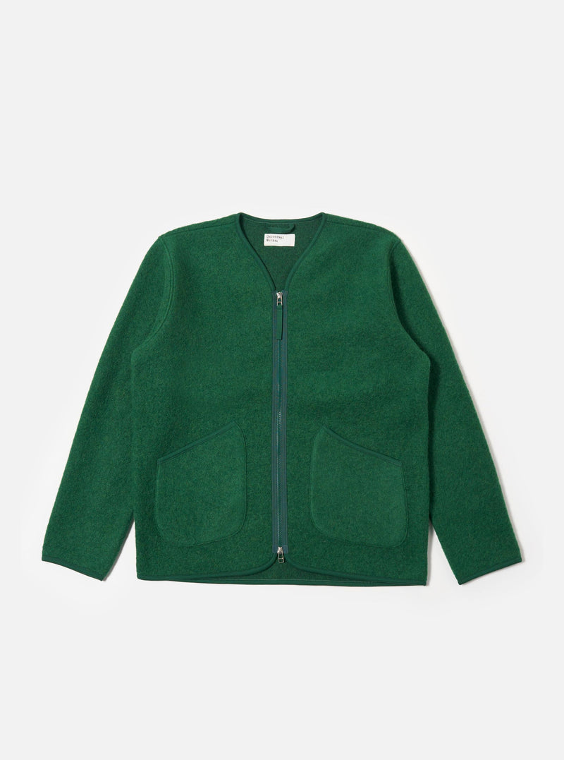 Green Wool Fleece Zip Liner Jacket
