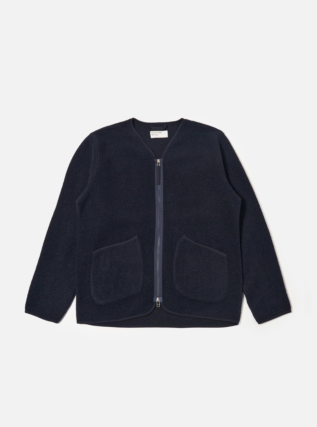 Navy Wool Fleece Zip Liner Jacket