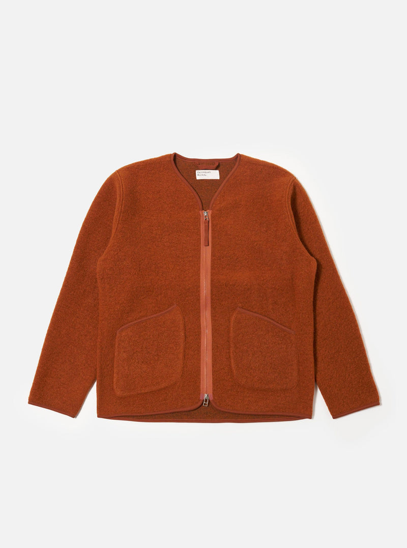 Rust Wool Fleece Zip Liner Jacket