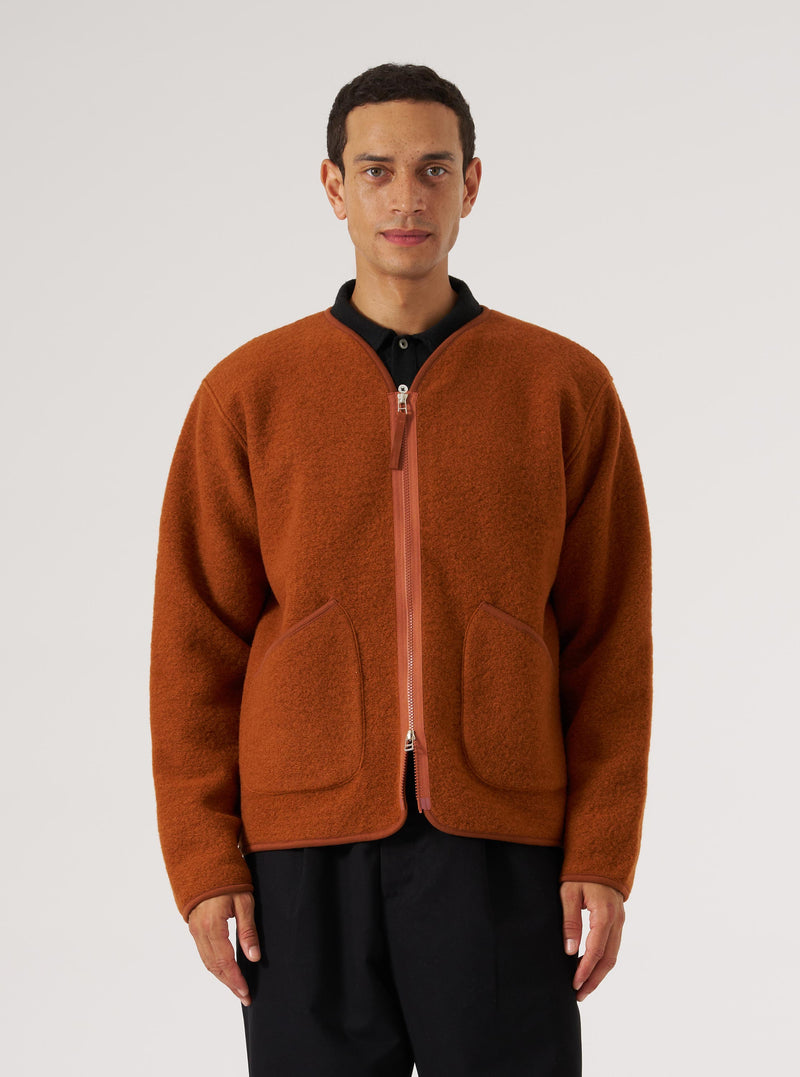 Rust Wool Fleece Zip Liner Jacket