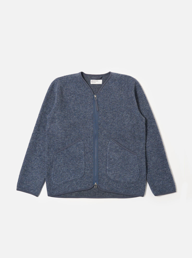 Slate Blue Wool Fleece Zip Liner Jacket
