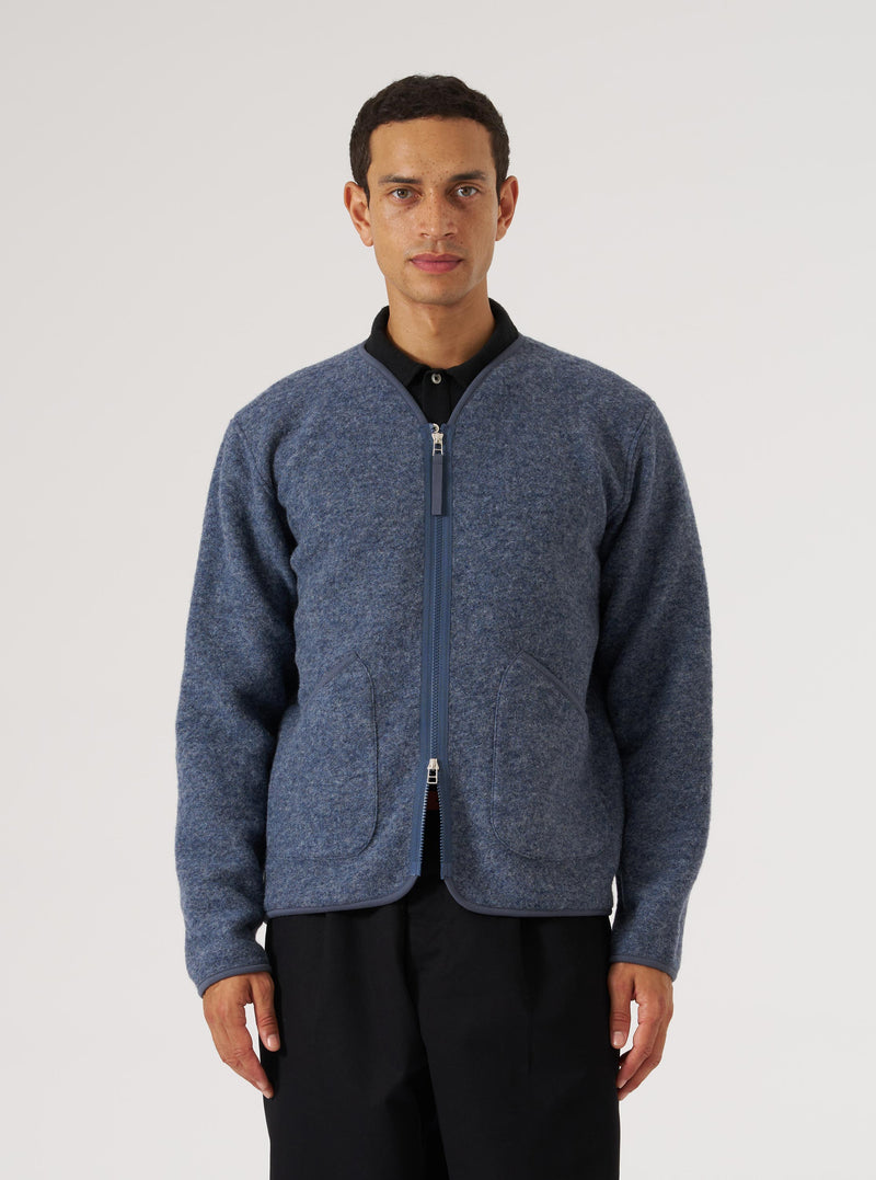 Slate Blue Wool Fleece Zip Liner Jacket