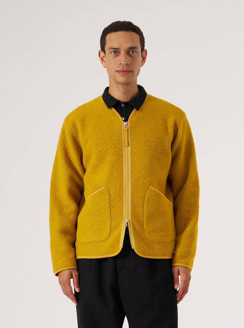Yellow Wool Fleece Zip Liner Jacket