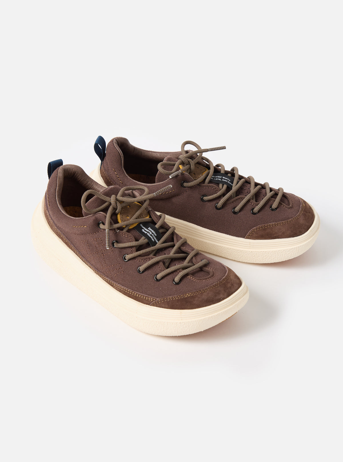 Flower Mountain x Universal Works Fami in Brown/Navy Suede/Cotton Canvas