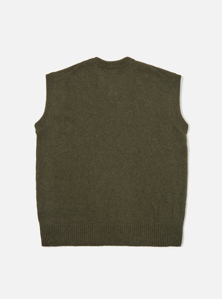 Universal Works Sweater Vest in Olive Eco Wool