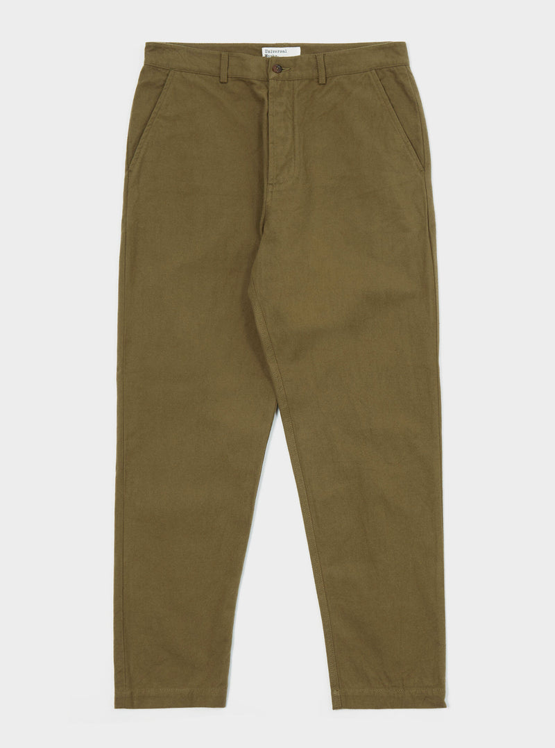 Universal Works Military Chino in Olive Nebraska Cotton