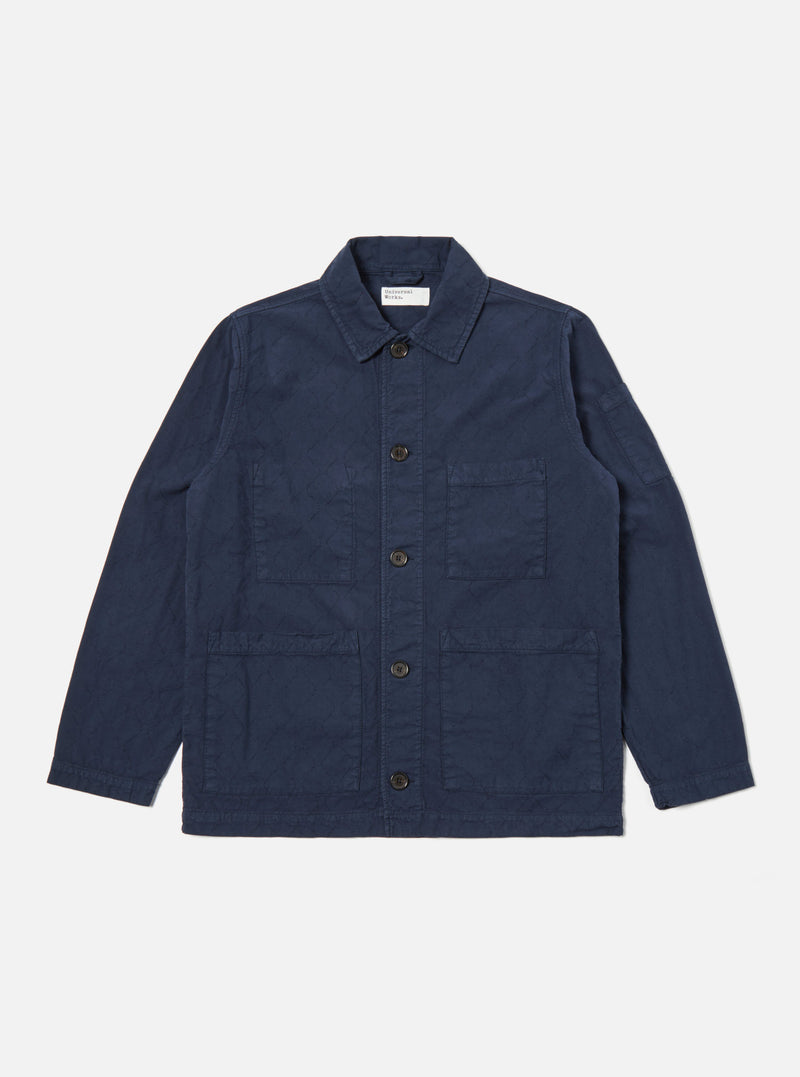 Universal Works Quilted Coverall Jacket in Navy Cotton