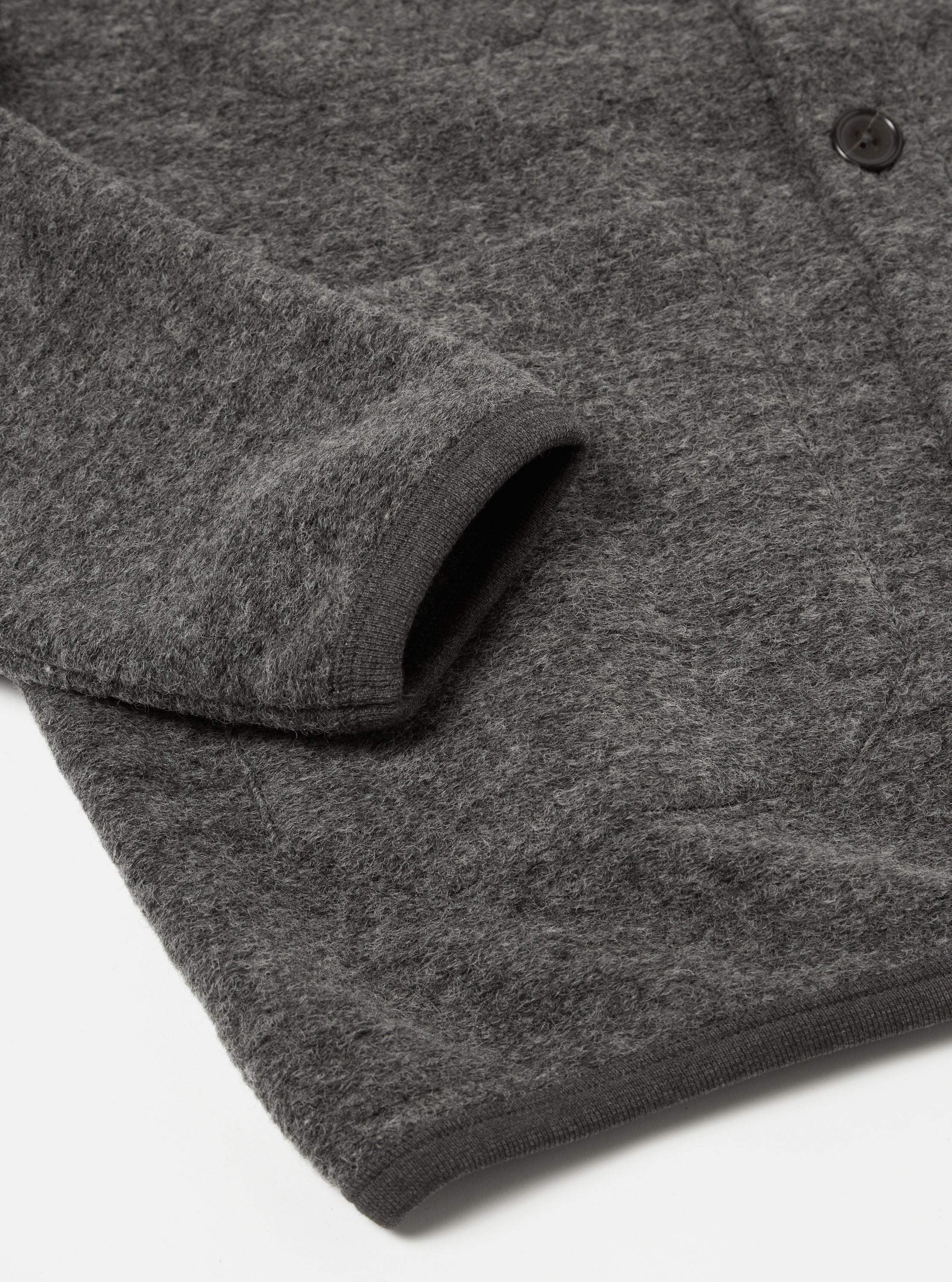 Universal Works Cardigan in Grey Marl Wool Fleece