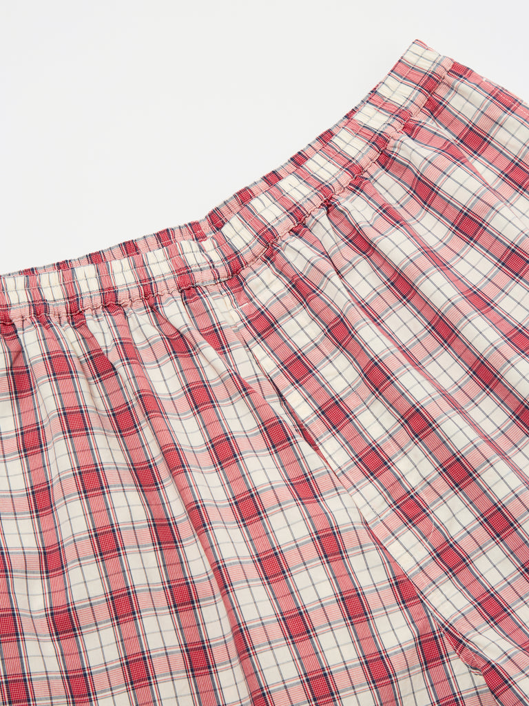 Universal Works Short Pyjama Set in Red Cotton Check