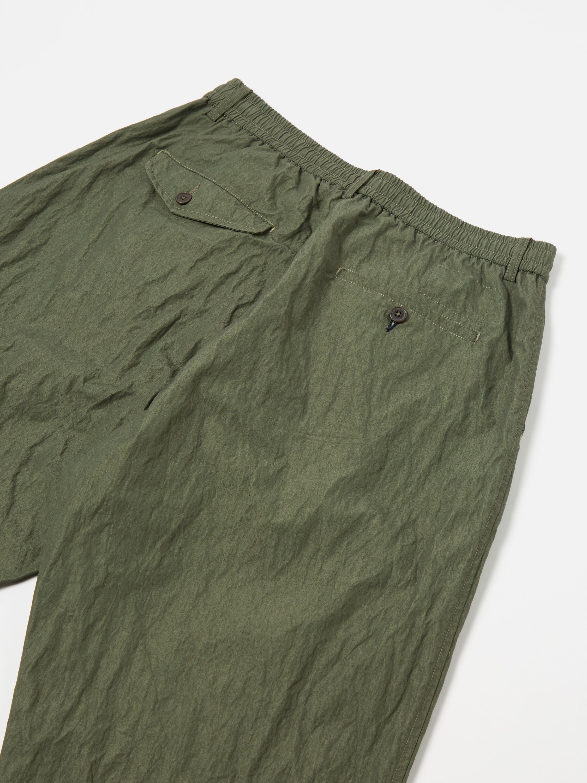 Universal Works Oxford Pant in Olive Cross Dyed Chambray