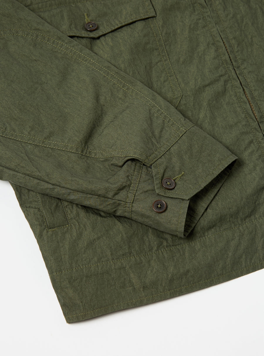 Universal Works E130 Jacket in Olive Cross Dyed Chambray