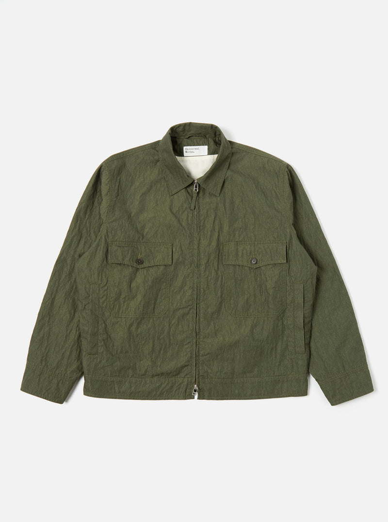 Universal Works E130 Jacket in Olive Cross Dyed Chambray