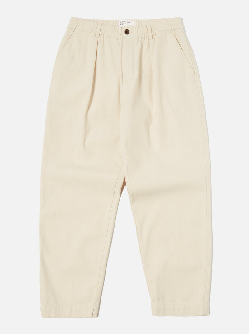 Universal Works Pleated Track Pant in Ecru Recycled Cotton