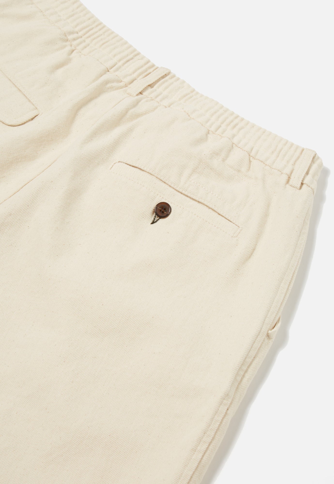 Universal Works Pleated Track Short in Ecru Recycled Cotton