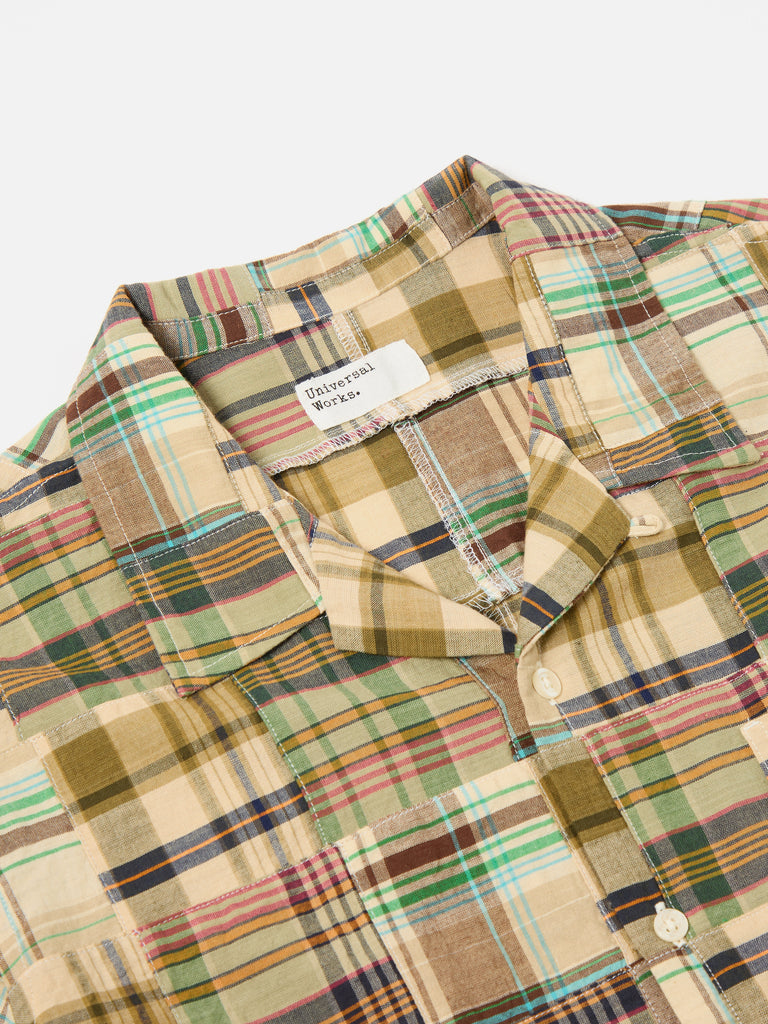 Universal Works Road Shirt in Sand Patchwork Check