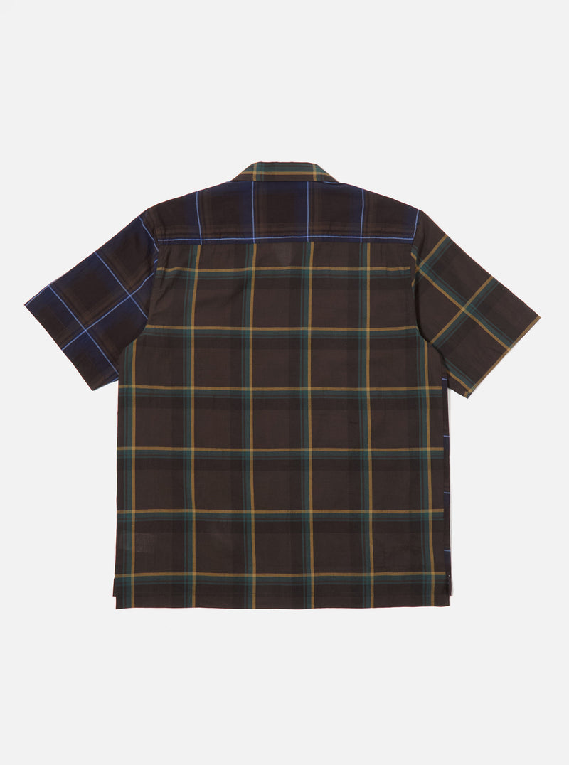 Universal Works Camp Shirt in Brown Japanese Check Mix 2