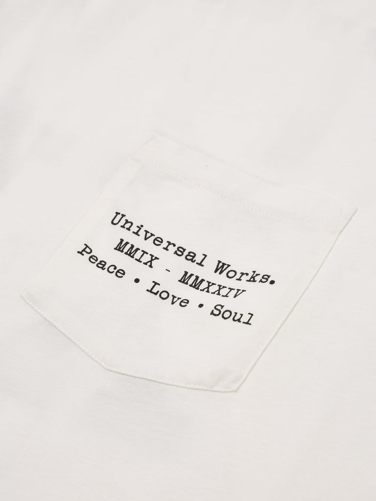 Universal Works XV Tee Shirt in Ecru Print Jersey